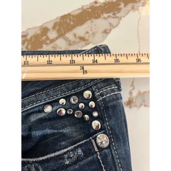 Miss Me Jeans Womens SZ29 Blue Straight Denim Flap Pocket Bling JP5141ST - Picture 8 of 10